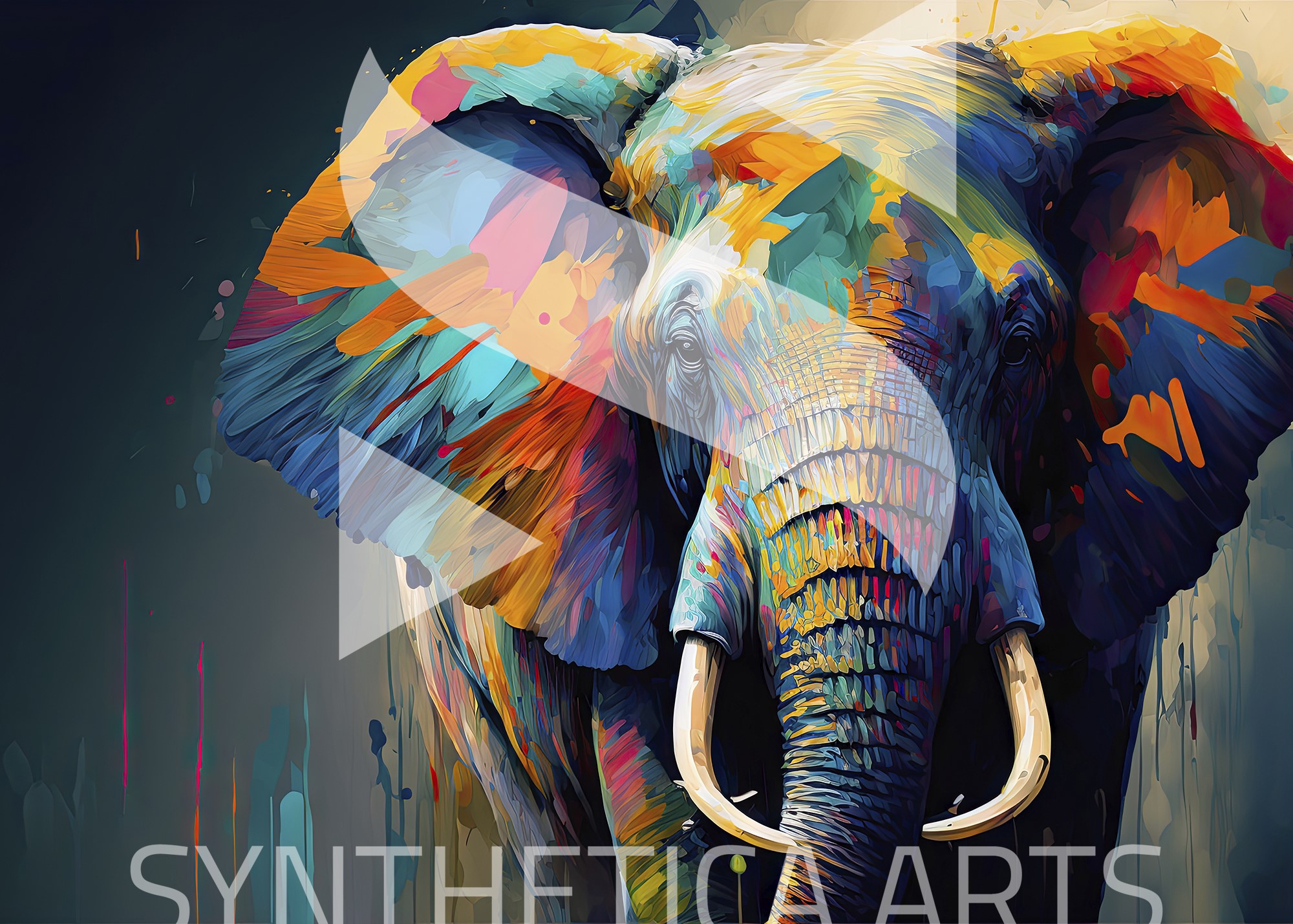 Elephant colorful digital painting