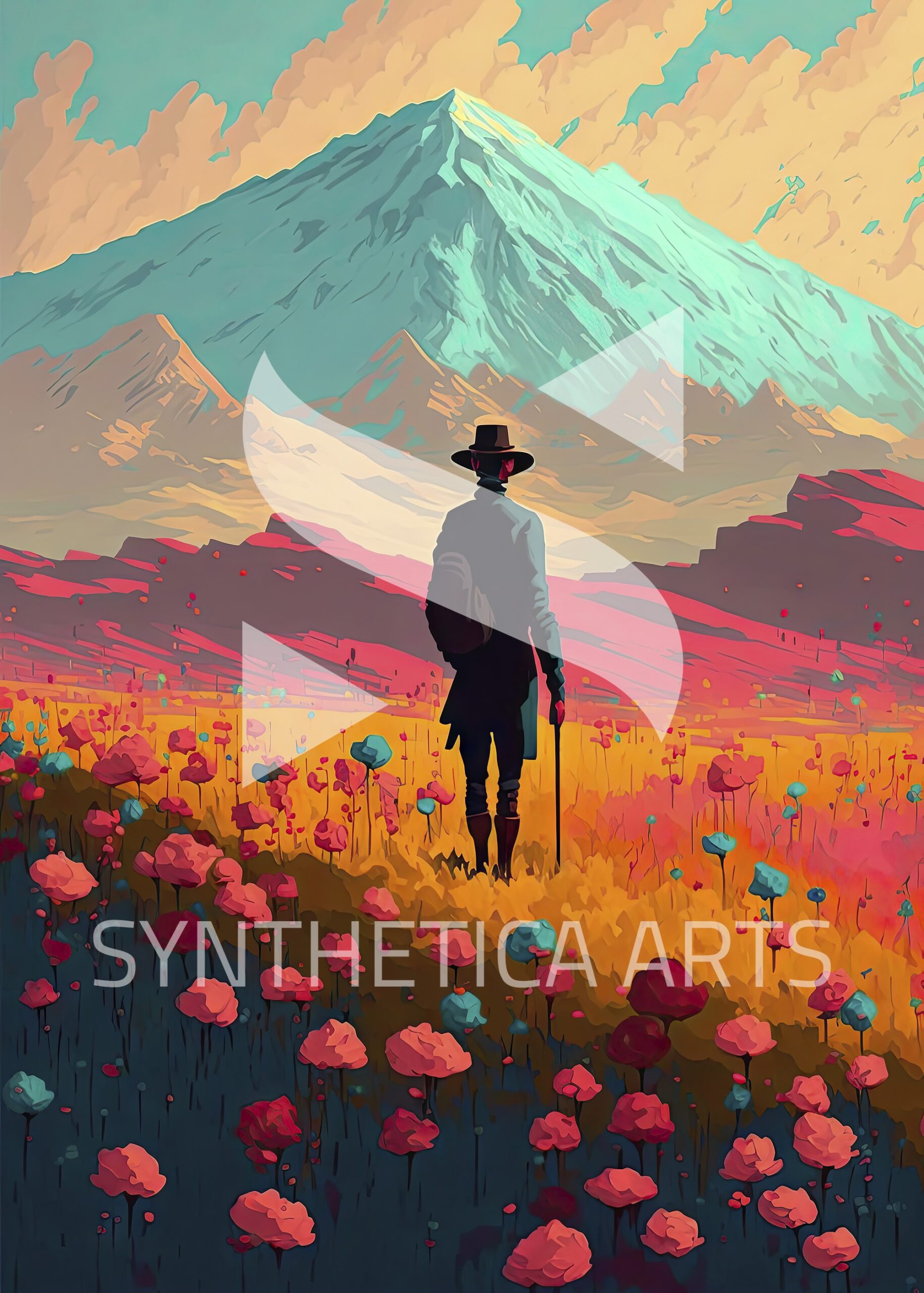 Beautyful flower field digital painting