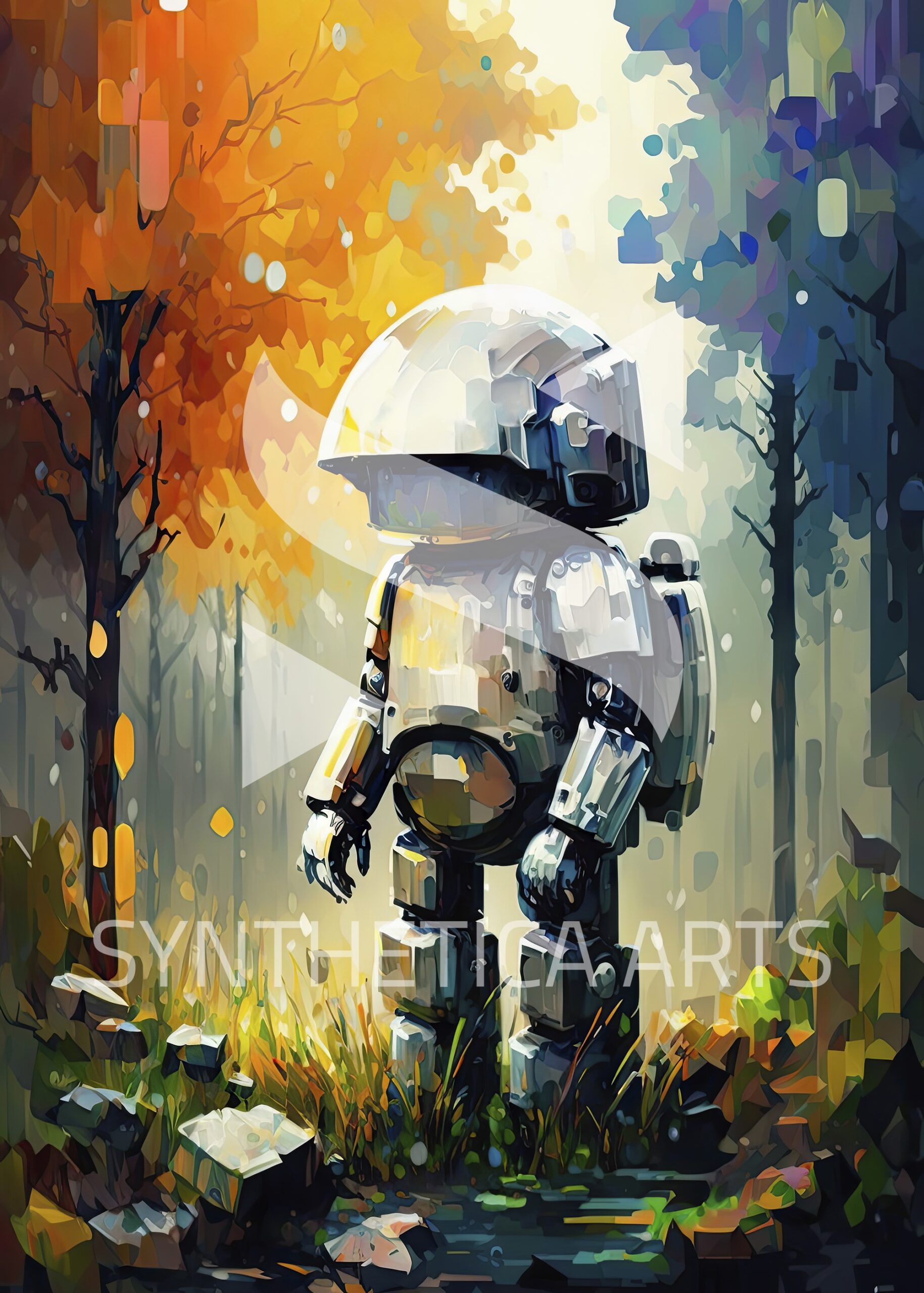 Sad and lonley robot digital painting